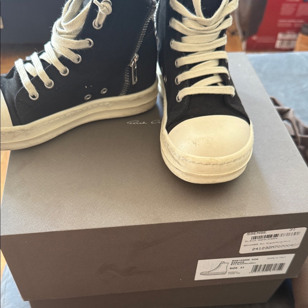 Rick Owens Kids Black Canvas Sneakers
